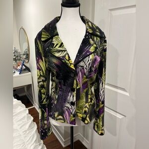 Joseph Ribkoff Abstract Floral Jacket | Textured Statement Blazer | Size 14